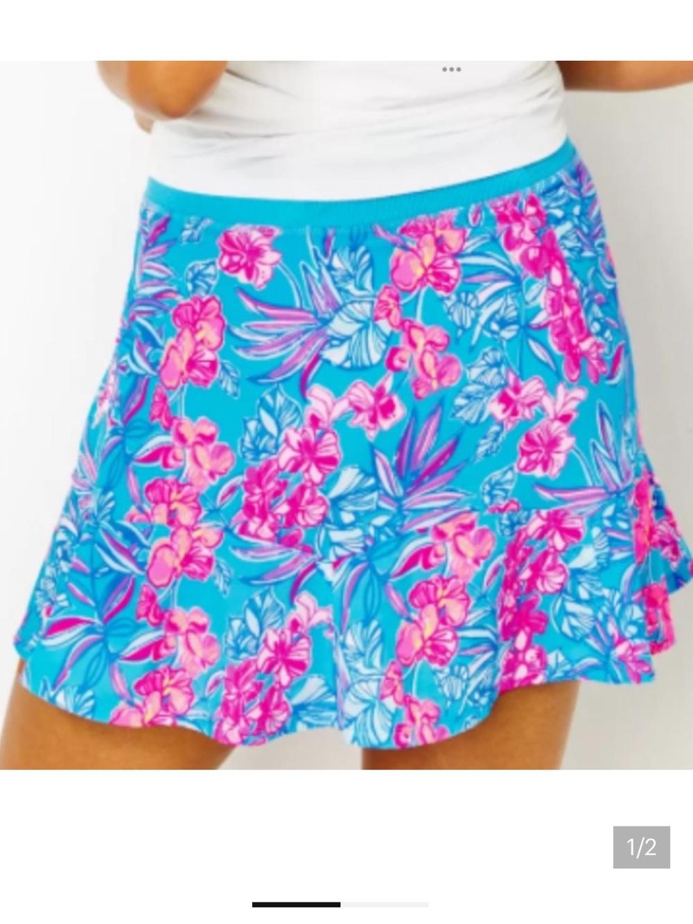 Lilly Pulitzer Luxletic Fara Turquoise & Hot Pink Floral Circle Skort